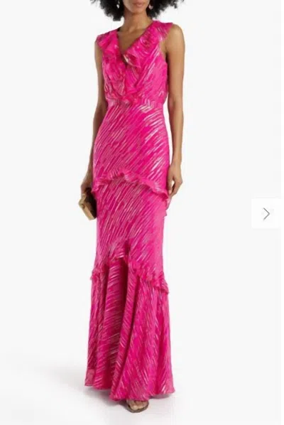 Saloni Rita Ruffled Maxi Dress In Pink