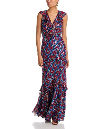 Saloni Rita Silk Dress In Red
