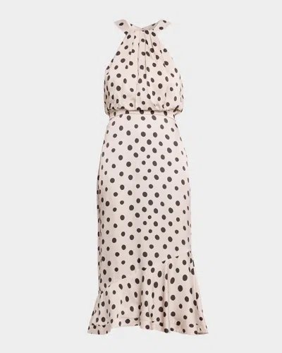 Saloni Ruby Polka-dot Midi Dress In White