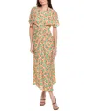 Saloni Ruched Front Midi Dress In Multi
