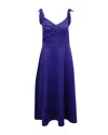Saloni Ruth Off The Shoulder Neoprene Midi Dress In Blue Polyester In Blue