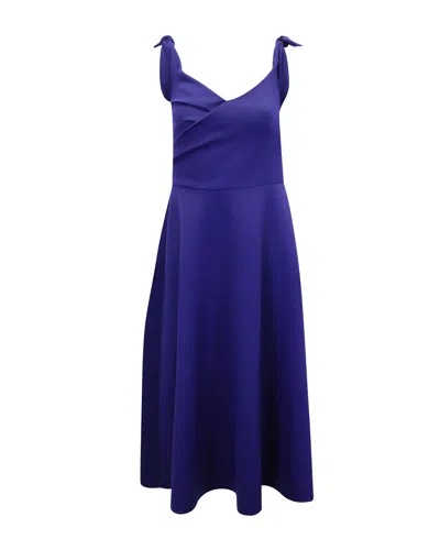 Saloni Ruth Off-the-shoulder Midi Dress In Blue Polyester