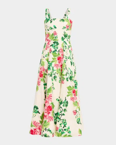 Saloni Sabrina Floral A-line Midi Dress In Multi