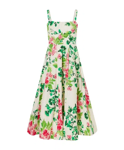 Saloni Sabrina Floral-print Woven Midi Dress In Multi