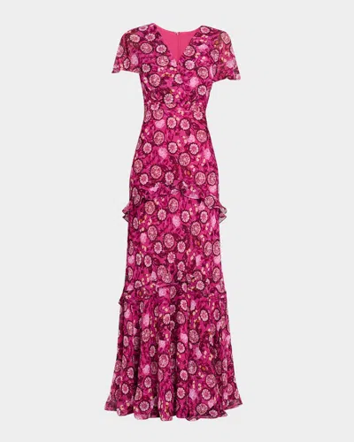 Saloni Sarita Floral Maxi Dress In Pink