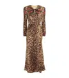 Saloni Satin Beaded Cheetah Print Claudia Midi Dress In Animal Print