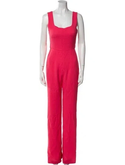 Pre-owned Saloni Scoop Neck Jumpsuit In Red