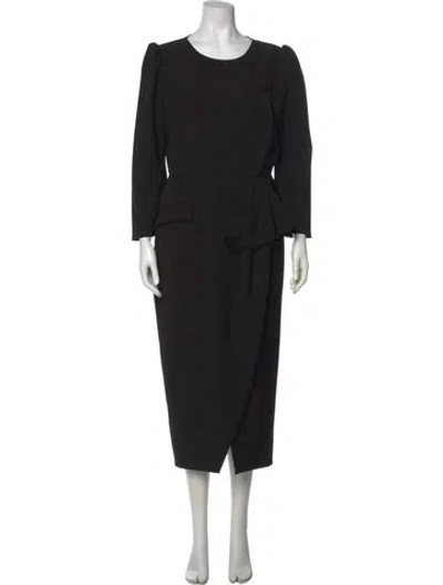 Pre-owned Saloni Scoop Neck Long Dress In Black