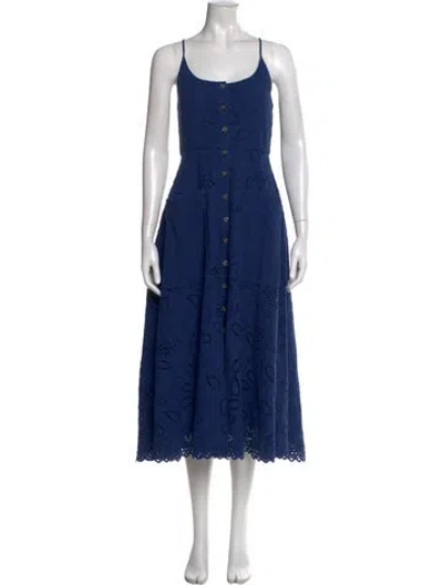 Pre-owned Saloni Scoop Neck Long Dress In Blue