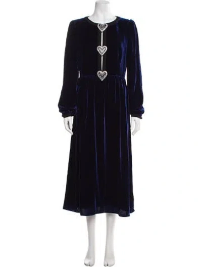 Pre-owned Saloni Scoop Neck Long Dress W/ Tags In Blue