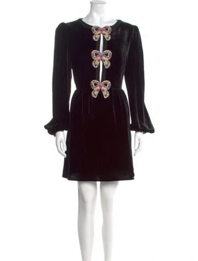 Pre-owned Saloni Scoop Neck Mini Dress In Burgundy