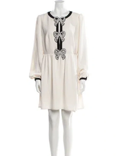 Pre-owned Saloni Scoop Neck Mini Dress In Neutral