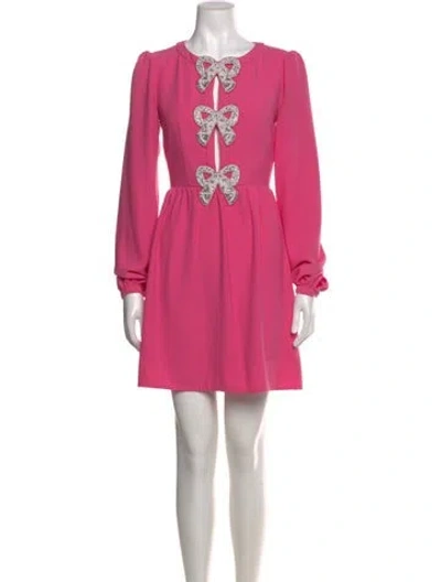 Pre-owned Saloni Scoop Neck Mini Dress In Pink