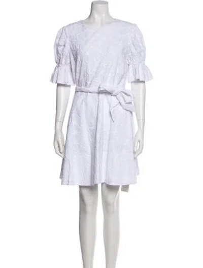 Pre-owned Saloni Scoop Neck Mini Dress In White