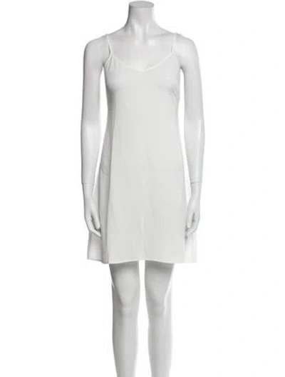 Pre-owned Saloni Scoop Neck Mini Dress In White