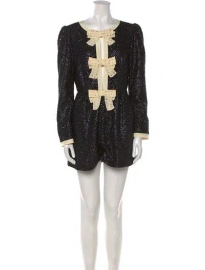 Pre-owned Saloni Scoop Neck Romper W/ Tags In Blue