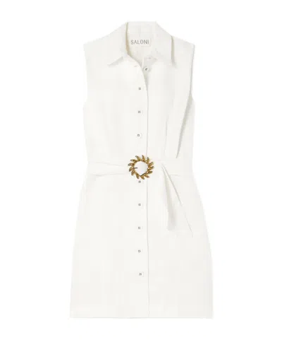 Saloni Shirt Style Mini Dress In White
