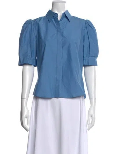 Pre-owned Saloni Short Sleeve Blouse In Blue