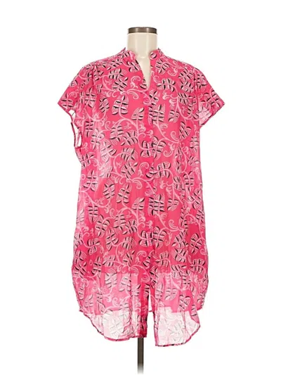 Pre-owned Saloni Short Sleeve Blouse In Pink