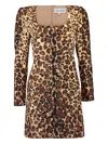 Saloni Shree Long-sleeve Mini Dress In Animal Print
