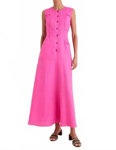 Saloni Sierra Sleeveless Dress In Carmine Rose In Pink