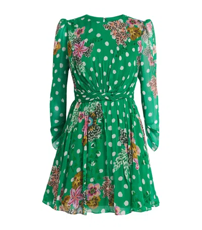Saloni Silk-blend Blythe-b Mini Dress In Green