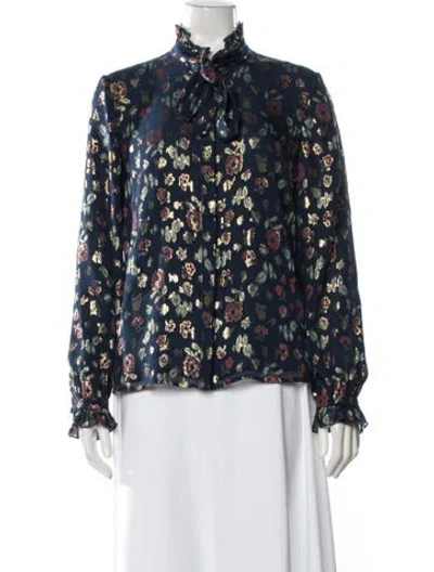 Pre-owned Saloni Silk Floral Print Blouse