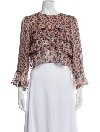 Pre-owned Saloni Silk Floral Print Blouse In Black