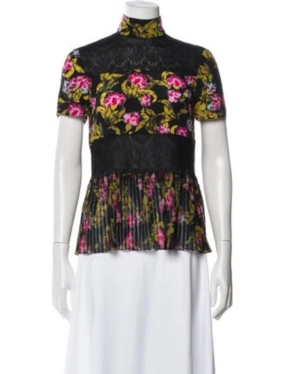 Pre-owned Saloni Silk Floral Print Blouse In Multi