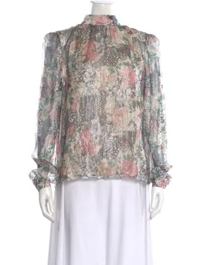 Pre-owned Saloni Silk Floral Print Blouse In Multi
