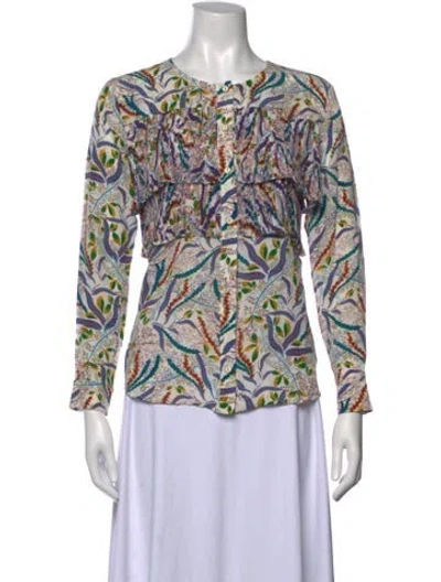 Pre-owned Saloni Silk Floral Print Blouse In Multicolor