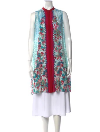 Pre-owned Saloni Silk Floral Print Blouse In Multicolor