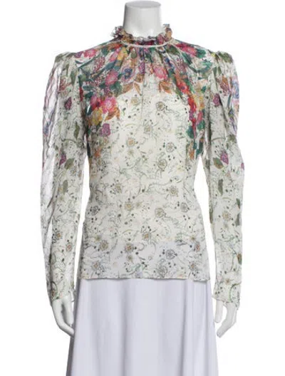 Pre-owned Saloni Silk Floral Print Blouse In Multicolor