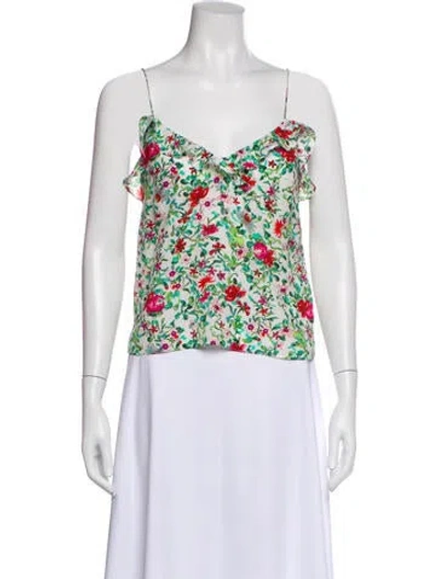 Pre-owned Saloni Silk Floral Print Blouse In Purple