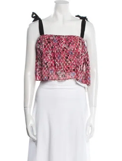 Pre-owned Saloni Silk Floral Print Crop Top In Multi