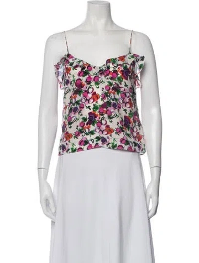 Pre-owned Saloni Silk Floral Print Top In Pink