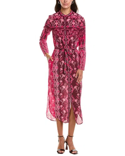 Saloni Jacqui Silk Georgette Midi Dress In Multi