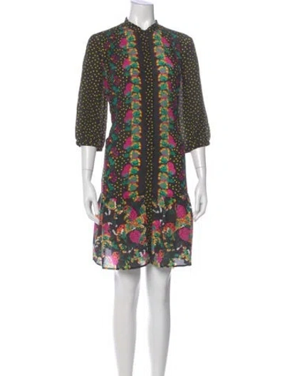 Pre-owned Saloni Silk Knee-length Dress In Black