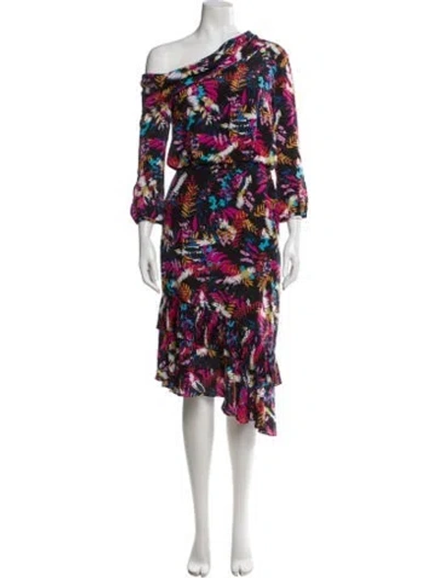 Pre-owned Saloni Silk Knee-length Dress In Black