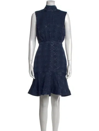 Pre-owned Saloni Silk Knee-length Dress In Blue