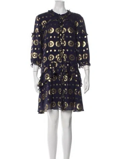 Pre-owned Saloni Silk Knee-length Dress In Blue