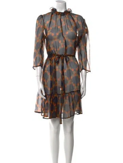 Pre-owned Saloni Silk Knee-length Dress In Brown