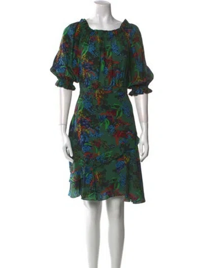 Pre-owned Saloni Silk Knee-length Dress In Green