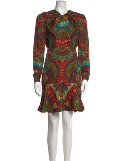 Pre-owned Saloni Silk Knee-length Dress In Green
