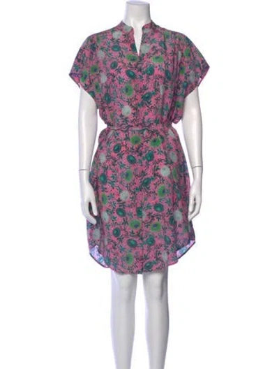 Pre-owned Saloni Silk Knee-length Dress In Multi