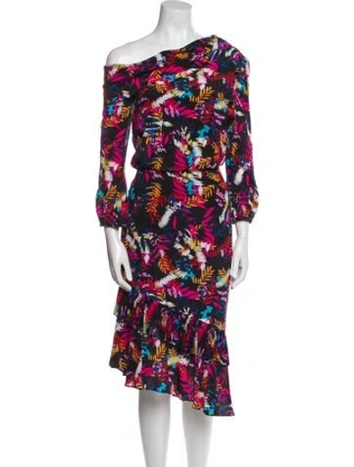 Pre-owned Saloni Silk Knee-length Dress In Multi