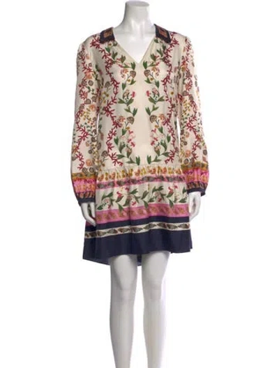 Pre-owned Saloni Silk Knee-length Dress In Neutral