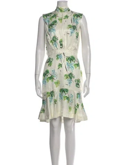 Pre-owned Saloni Silk Knee-length Dress In Neutral