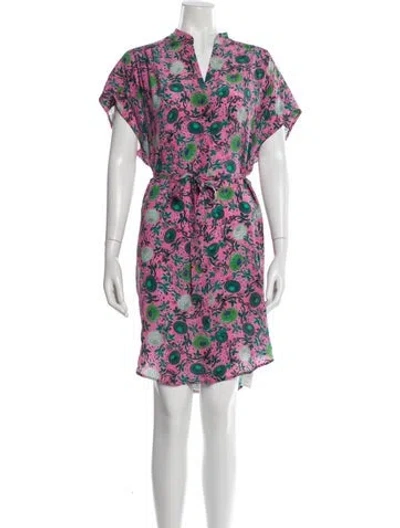 Pre-owned Saloni Silk Knee-length Dress In Pink