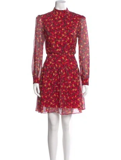 Pre-owned Saloni Silk Knee-length Dress In Red
